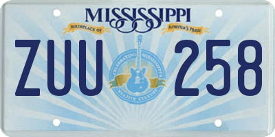 MS license plate ZUU258