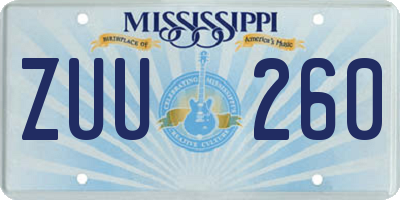 MS license plate ZUU260