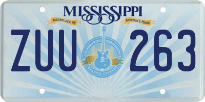MS license plate ZUU263