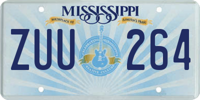 MS license plate ZUU264