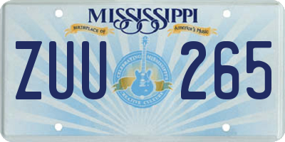 MS license plate ZUU265