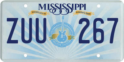 MS license plate ZUU267