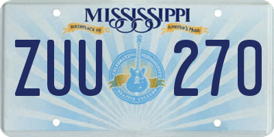 MS license plate ZUU270