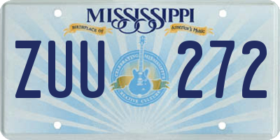 MS license plate ZUU272