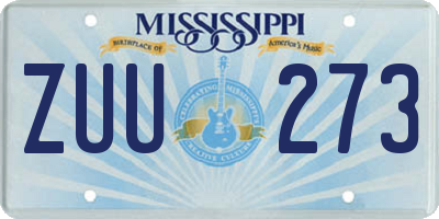 MS license plate ZUU273