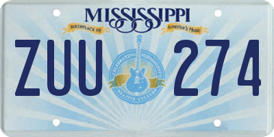 MS license plate ZUU274