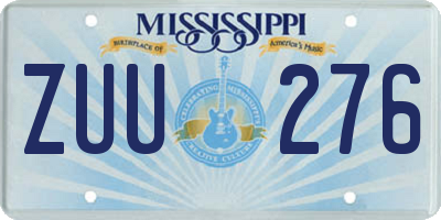 MS license plate ZUU276