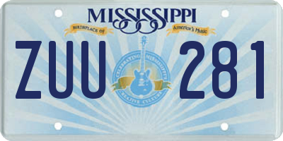 MS license plate ZUU281