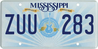 MS license plate ZUU283