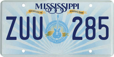 MS license plate ZUU285