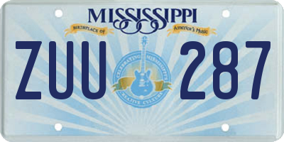 MS license plate ZUU287