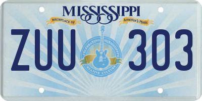 MS license plate ZUU303