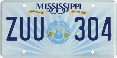 MS license plate ZUU304