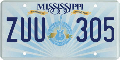 MS license plate ZUU305