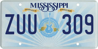 MS license plate ZUU309