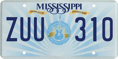 MS license plate ZUU310