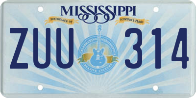 MS license plate ZUU314