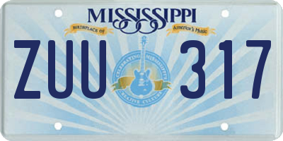 MS license plate ZUU317