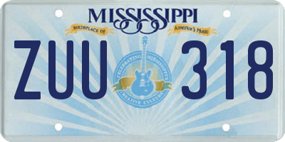 MS license plate ZUU318
