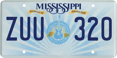 MS license plate ZUU320