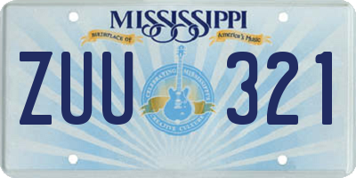 MS license plate ZUU321