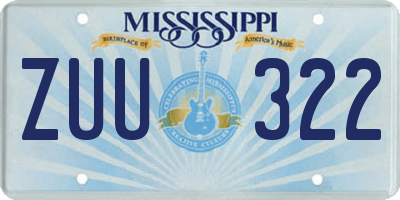 MS license plate ZUU322