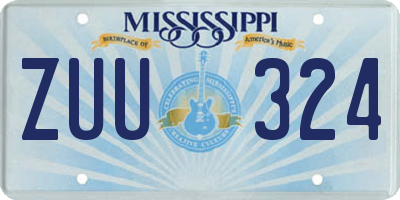 MS license plate ZUU324