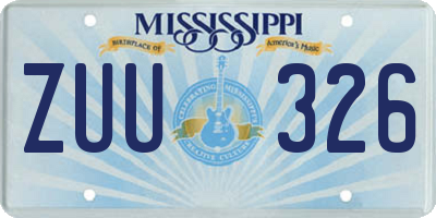 MS license plate ZUU326