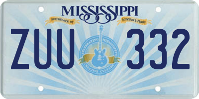 MS license plate ZUU332