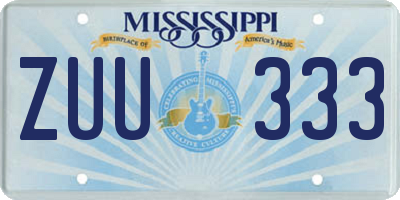 MS license plate ZUU333