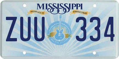 MS license plate ZUU334
