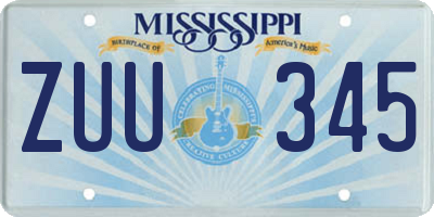 MS license plate ZUU345