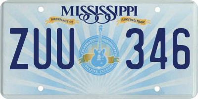 MS license plate ZUU346