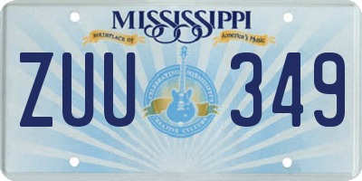 MS license plate ZUU349