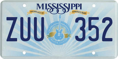 MS license plate ZUU352