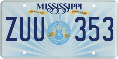 MS license plate ZUU353