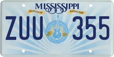 MS license plate ZUU355