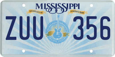 MS license plate ZUU356