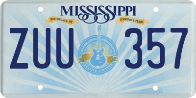 MS license plate ZUU357