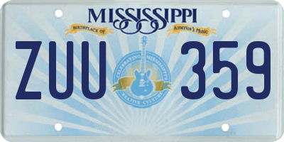 MS license plate ZUU359