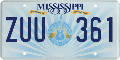 MS license plate ZUU361