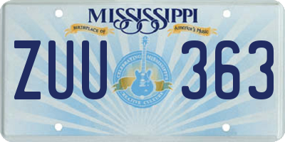 MS license plate ZUU363