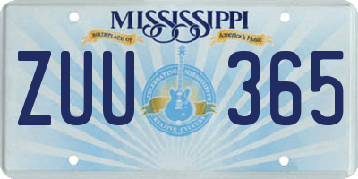 MS license plate ZUU365