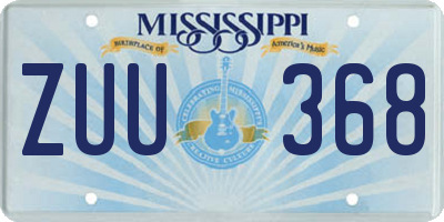 MS license plate ZUU368