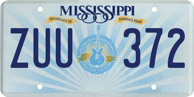 MS license plate ZUU372