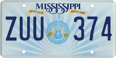 MS license plate ZUU374