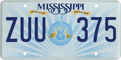 MS license plate ZUU375