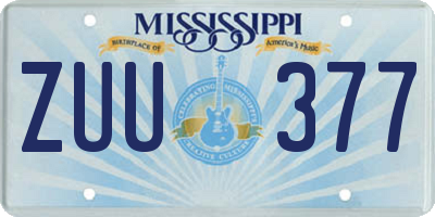 MS license plate ZUU377