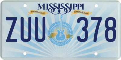 MS license plate ZUU378