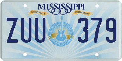 MS license plate ZUU379